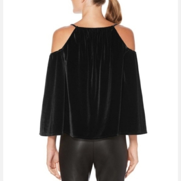 Laundry by Shelli Segal Black Velvet Velour Strappy Cold Shoulder Womens Size 6 - Picture 3 of 11